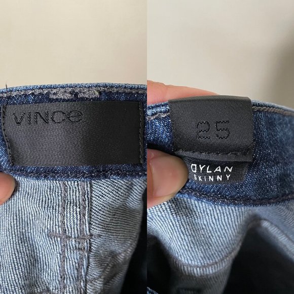 Vince Womens Dylan Dark Wash Mid Rise Distressed Skinny Ankle Jeans Size 25 - Picture 11 of 13